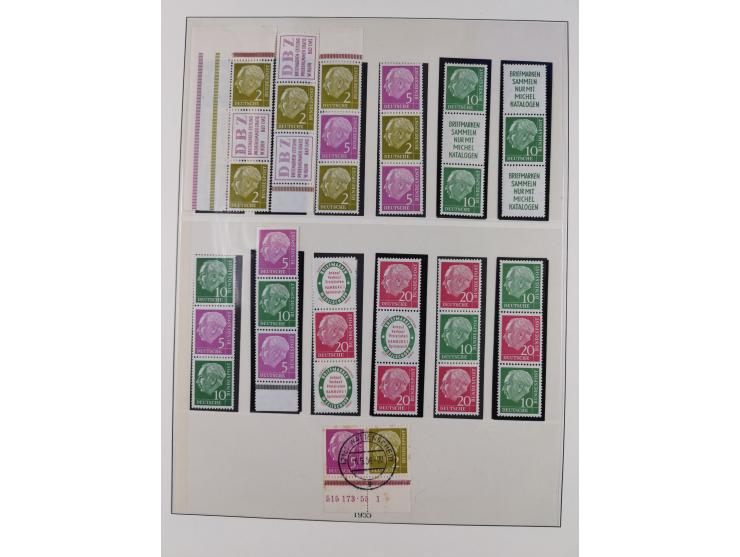 1951/54, gestempelte und meist postfrische Sammlung Zusammendrucke Posthorn und Heuss mit vielen geprüften Stücken wie H-Bl. 