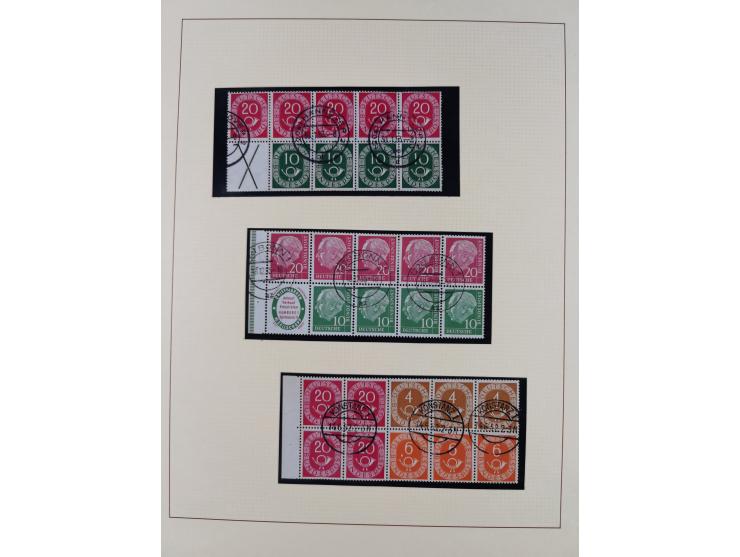 1951/54, gestempelte und meist postfrische Sammlung Zusammendrucke Posthorn und Heuss mit vielen geprüften Stücken wie H-Bl. 