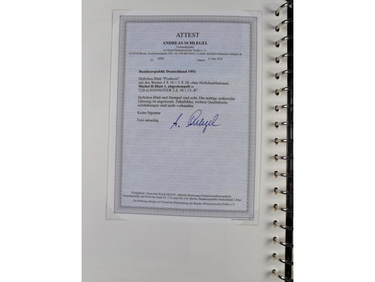 1951/54, gestempelte und meist postfrische Sammlung Zusammendrucke Posthorn und Heuss mit vielen geprüften Stücken wie H-Bl. 