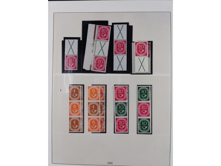1951/54, gestempelte und meist postfrische Sammlung Zusammendrucke Posthorn und Heuss mit vielen geprüften Stücken wie H-Bl. 