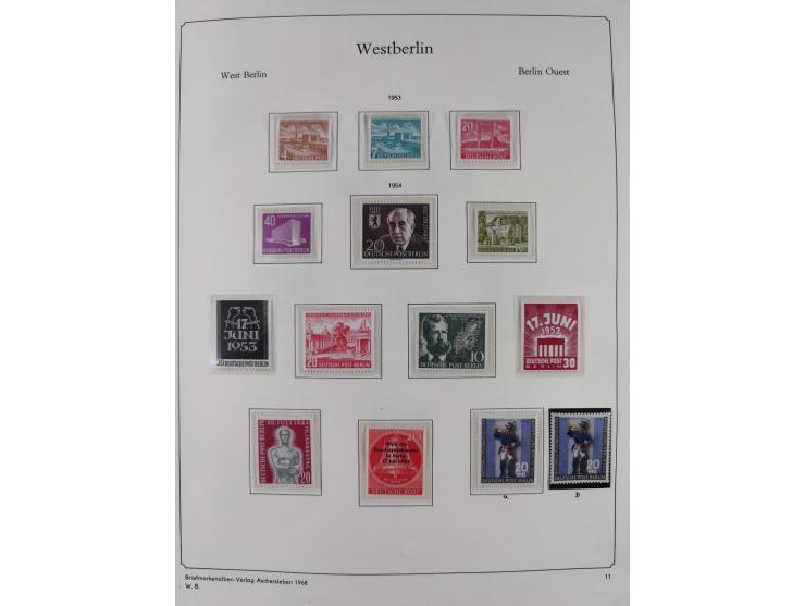 1948/90, postfrische komplette Sammlung Berlin im Vordruck-Album, dabei Besonderheiten wie Mi. 33 verschobener Aufdruck, gepr
