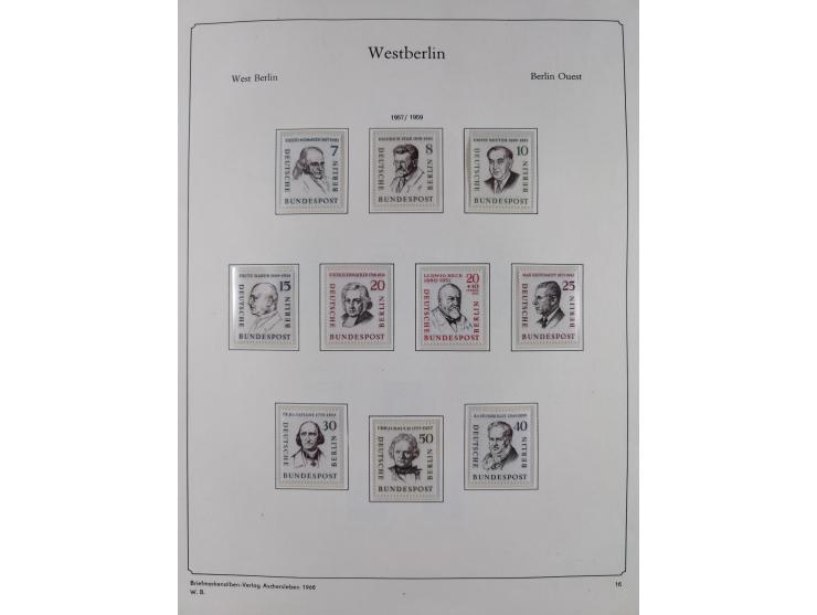 1948/90, postfrische komplette Sammlung Berlin im Vordruck-Album, dabei Besonderheiten wie Mi. 33 verschobener Aufdruck, gepr