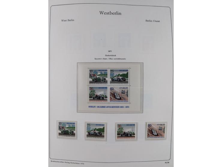 1948/90, postfrische komplette Sammlung Berlin im Vordruck-Album, dabei Besonderheiten wie Mi. 33 verschobener Aufdruck, gepr