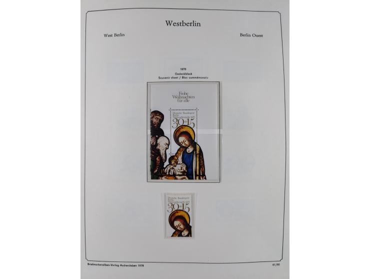 1948/90, postfrische komplette Sammlung Berlin im Vordruck-Album, dabei Besonderheiten wie Mi. 33 verschobener Aufdruck, gepr