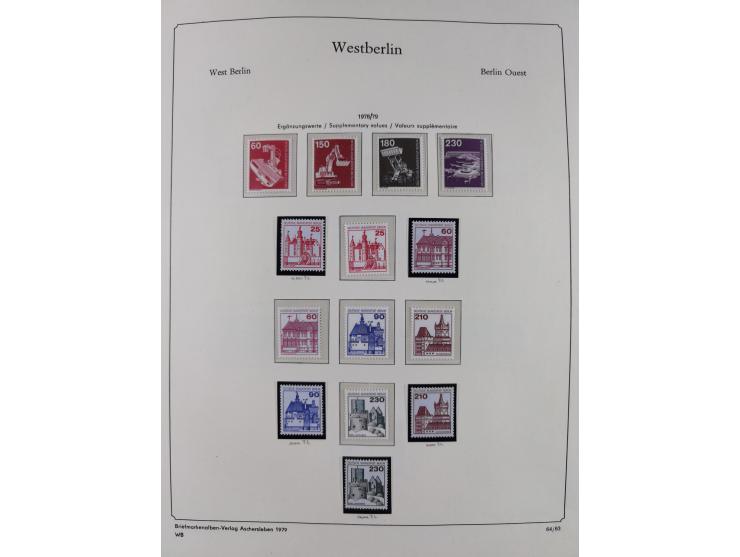 1948/90, postfrische komplette Sammlung Berlin im Vordruck-Album, dabei Besonderheiten wie Mi. 33 verschobener Aufdruck, gepr