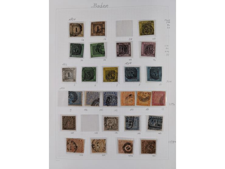 1851/68, ungebrauchte und gestempelte Sammlung mit besseren Marken, Farben und Besonderheiten. Dabei u.a,. Mi.-Nr. 1a gestemp