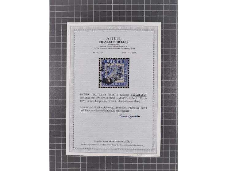 1851/68, ungebrauchte und gestempelte Sammlung mit besseren Marken, Farben und Besonderheiten. Dabei u.a,. Mi.-Nr. 1a gestemp