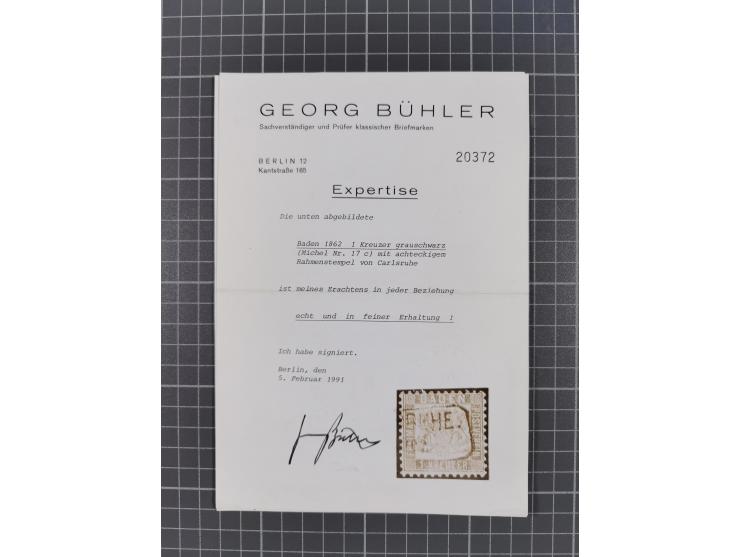 1851/68, ungebrauchte und gestempelte Sammlung mit besseren Marken, Farben und Besonderheiten. Dabei u.a,. Mi.-Nr. 1a gestemp