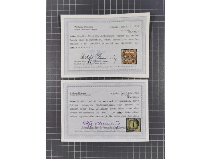 1851/68, ungebrauchte und gestempelte Sammlung mit besseren Marken, Farben und Besonderheiten. Dabei u.a,. Mi.-Nr. 1a gestemp