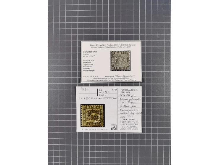 1851/68, ungebrauchte und gestempelte Sammlung mit besseren Marken, Farben und Besonderheiten. Dabei u.a,. Mi.-Nr. 1a gestemp