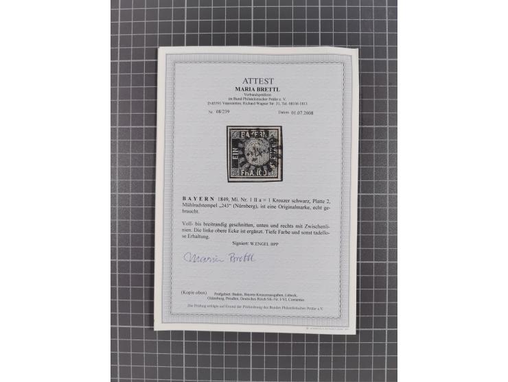 1849/1920, meist ungebrauchte und gestempelte Sammlung mit u.a. Mi.-Nr. 1Ia, 1Ib, 1IIa und 1IIb gestempelt bzw. auf Briefstüc