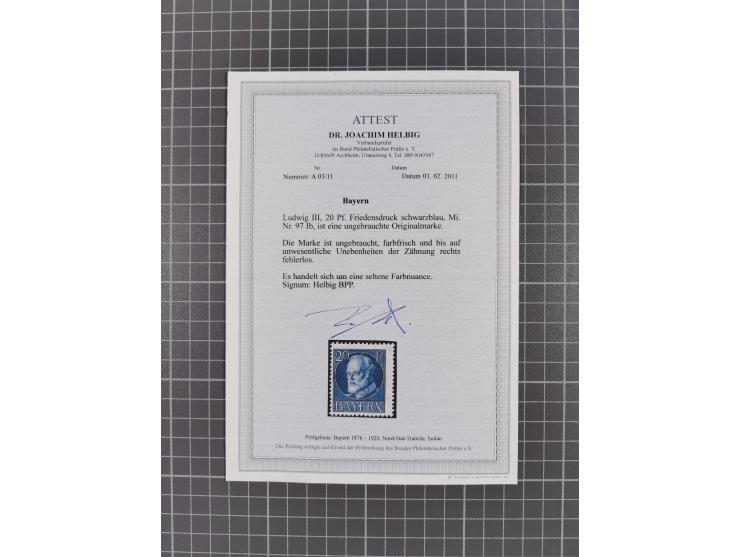 1849/1920, meist ungebrauchte und gestempelte Sammlung mit u.a. Mi.-Nr. 1Ia, 1Ib, 1IIa und 1IIb gestempelt bzw. auf Briefstüc