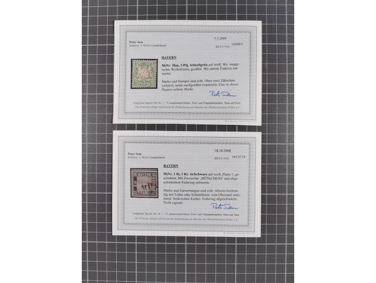 1849/1920, meist ungebrauchte und gestempelte Sammlung mit u.a. Mi.-Nr. 1Ia, 1Ib, 1IIa und 1IIb gestempelt bzw. auf Briefstüc