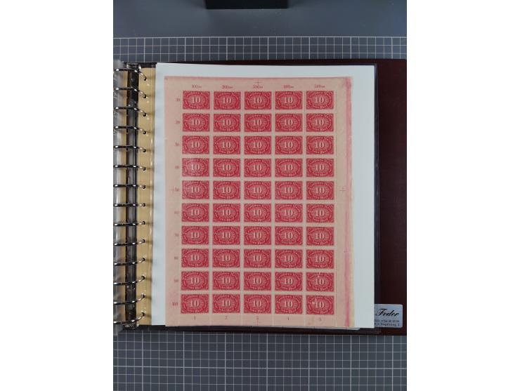 1921, 5 Pfg.-20 M., je in kpl. Bogen, dabei 10 Pfg. ungefaltet, postfrisch kleines Aufklammerungsloch im Rand und leichte Ble