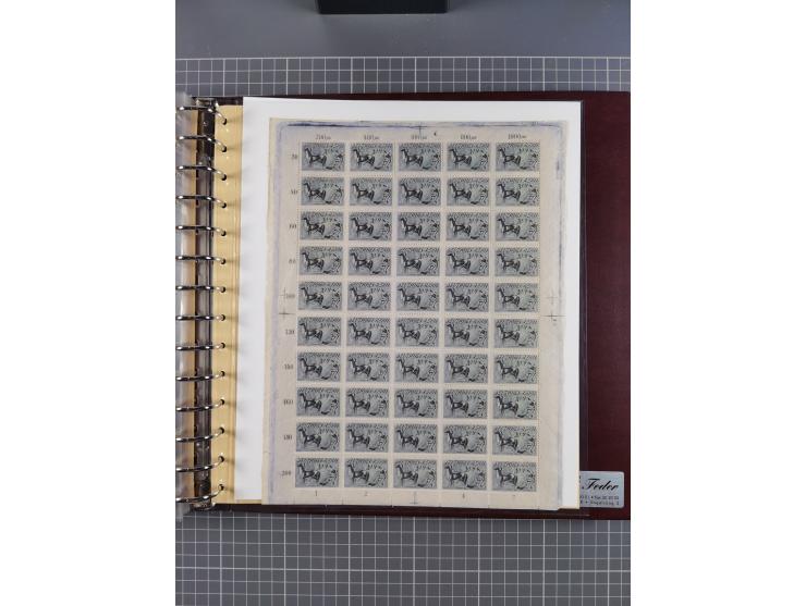 1921, 5 Pfg.-20 M., je in kpl. Bogen, dabei 10 Pfg. ungefaltet, postfrisch kleines Aufklammerungsloch im Rand und leichte Ble