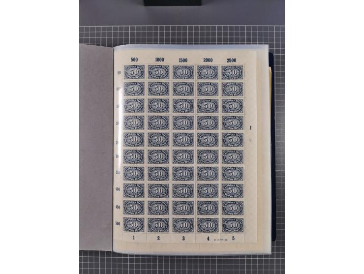 1922, meist postfrische Sammlung mit 100 Bogen ex Mi.-Nr. 246-57, teils sign. INFLA Berlin, in guter Erhaltung, teils übliche