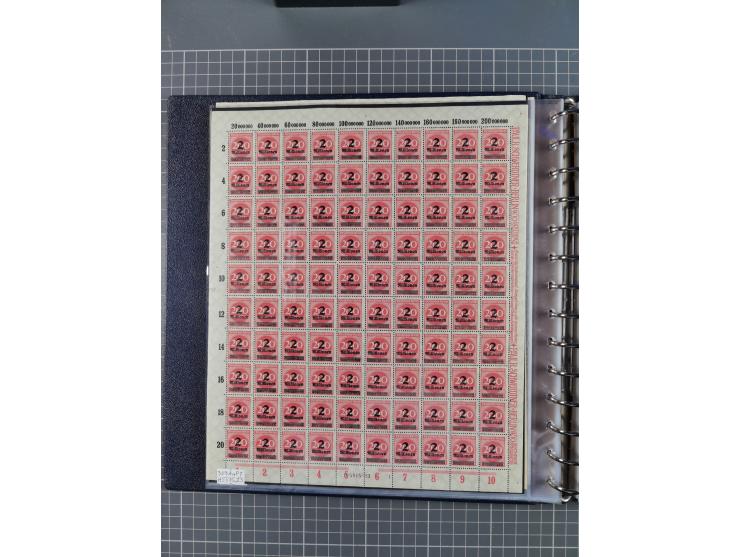 1919/23, meist postfrische Sammlung mit über 200 Bögen, bis auf wenige aufgetrennte Exemplare in kpl. Bogen, dabei auch etwas