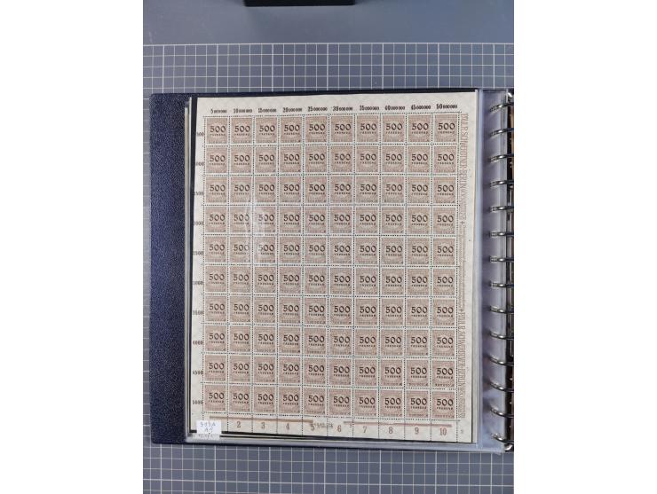 1919/23, meist postfrische Sammlung mit über 200 Bögen, bis auf wenige aufgetrennte Exemplare in kpl. Bogen, dabei auch etwas