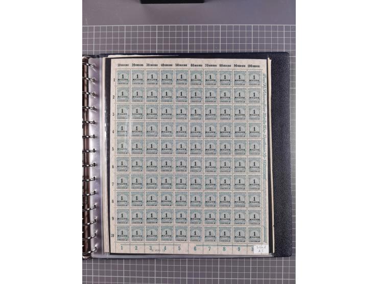 1919/23, meist postfrische Sammlung mit über 200 Bögen, bis auf wenige aufgetrennte Exemplare in kpl. Bogen, dabei auch etwas