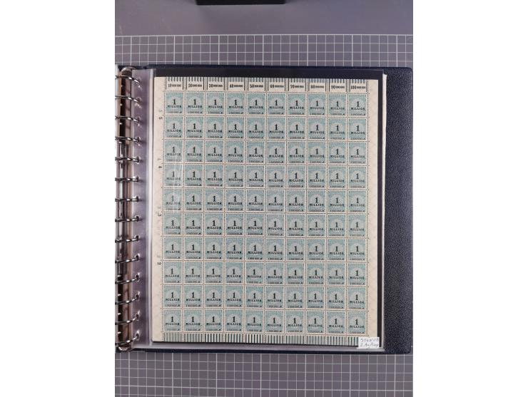 1919/23, meist postfrische Sammlung mit über 200 Bögen, bis auf wenige aufgetrennte Exemplare in kpl. Bogen, dabei auch etwas