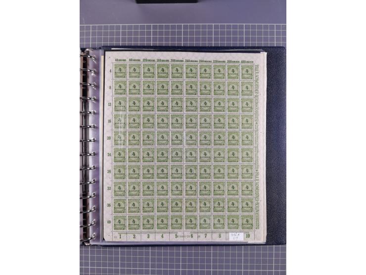 1919/23, meist postfrische Sammlung mit über 200 Bögen, bis auf wenige aufgetrennte Exemplare in kpl. Bogen, dabei auch etwas