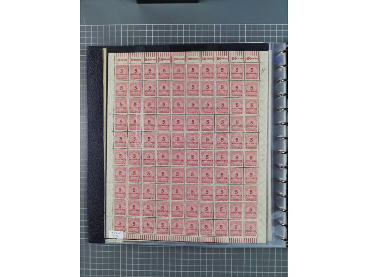 1919/23, meist postfrische Sammlung mit über 200 Bögen, bis auf wenige aufgetrennte Exemplare in kpl. Bogen, dabei auch etwas