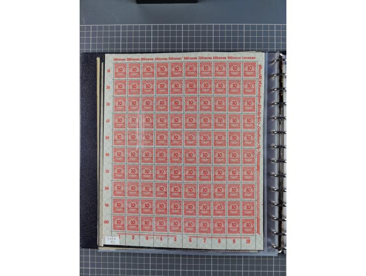 1919/23, meist postfrische Sammlung mit über 200 Bögen, bis auf wenige aufgetrennte Exemplare in kpl. Bogen, dabei auch etwas