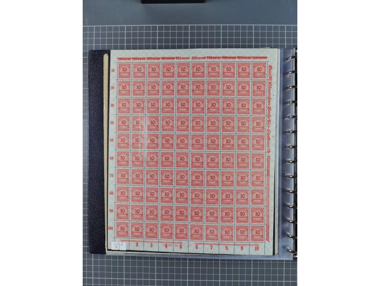 1919/23, meist postfrische Sammlung mit über 200 Bögen, bis auf wenige aufgetrennte Exemplare in kpl. Bogen, dabei auch etwas