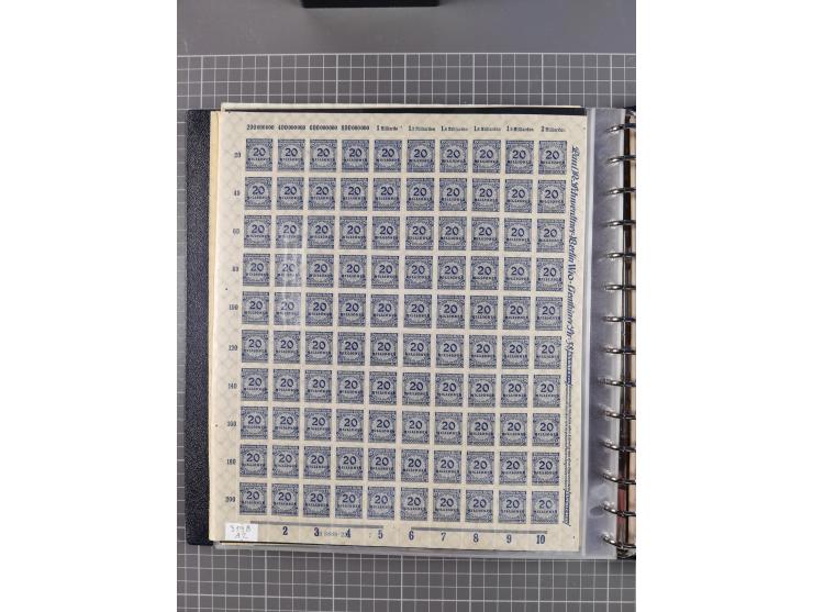 1919/23, meist postfrische Sammlung mit über 200 Bögen, bis auf wenige aufgetrennte Exemplare in kpl. Bogen, dabei auch etwas