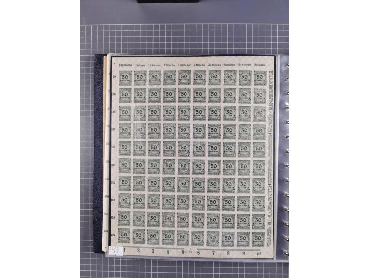 1919/23, meist postfrische Sammlung mit über 200 Bögen, bis auf wenige aufgetrennte Exemplare in kpl. Bogen, dabei auch etwas