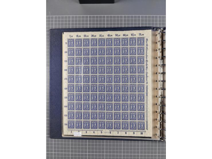 1919/23, meist postfrische Sammlung mit über 200 Bögen, bis auf wenige aufgetrennte Exemplare in kpl. Bogen, dabei auch etwas