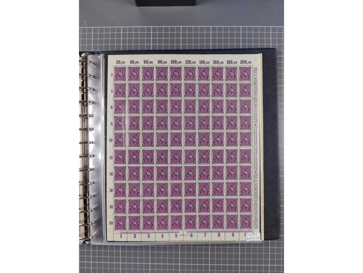 1919/23, meist postfrische Sammlung mit über 200 Bögen, bis auf wenige aufgetrennte Exemplare in kpl. Bogen, dabei auch etwas