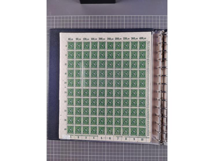 1919/23, meist postfrische Sammlung mit über 200 Bögen, bis auf wenige aufgetrennte Exemplare in kpl. Bogen, dabei auch etwas