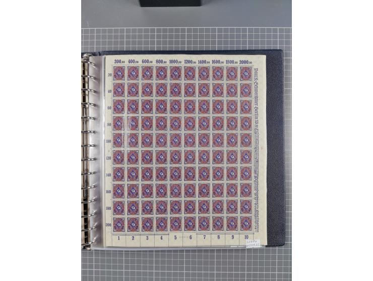 1919/23, meist postfrische Sammlung mit über 200 Bögen, bis auf wenige aufgetrennte Exemplare in kpl. Bogen, dabei auch etwas