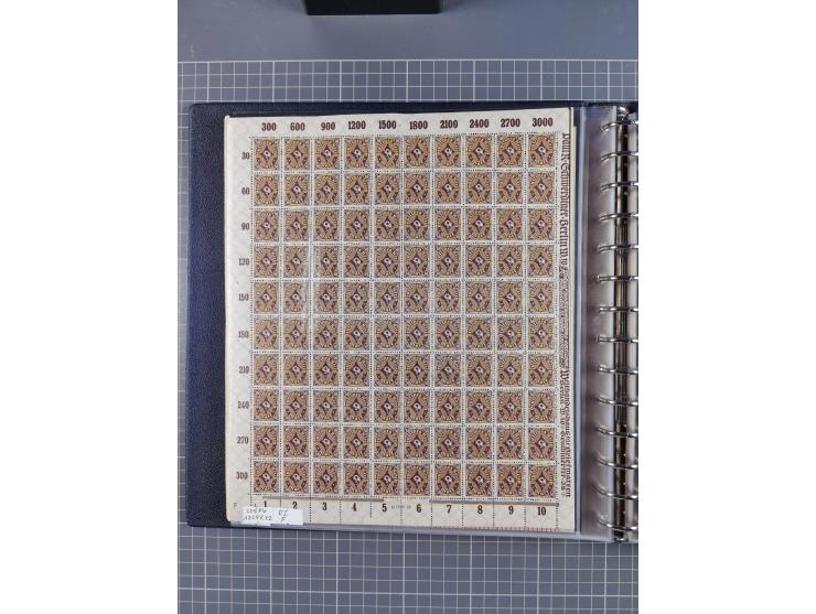 1919/23, meist postfrische Sammlung mit über 200 Bögen, bis auf wenige aufgetrennte Exemplare in kpl. Bogen, dabei auch etwas