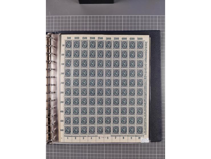 1919/23, meist postfrische Sammlung mit über 200 Bögen, bis auf wenige aufgetrennte Exemplare in kpl. Bogen, dabei auch etwas