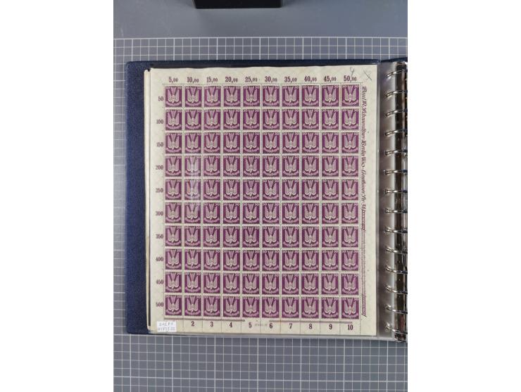 1919/23, meist postfrische Sammlung mit über 200 Bögen, bis auf wenige aufgetrennte Exemplare in kpl. Bogen, dabei auch etwas