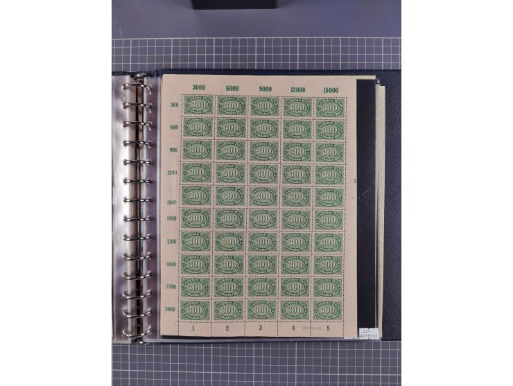 1919/23, meist postfrische Sammlung mit über 200 Bögen, bis auf wenige aufgetrennte Exemplare in kpl. Bogen, dabei auch etwas