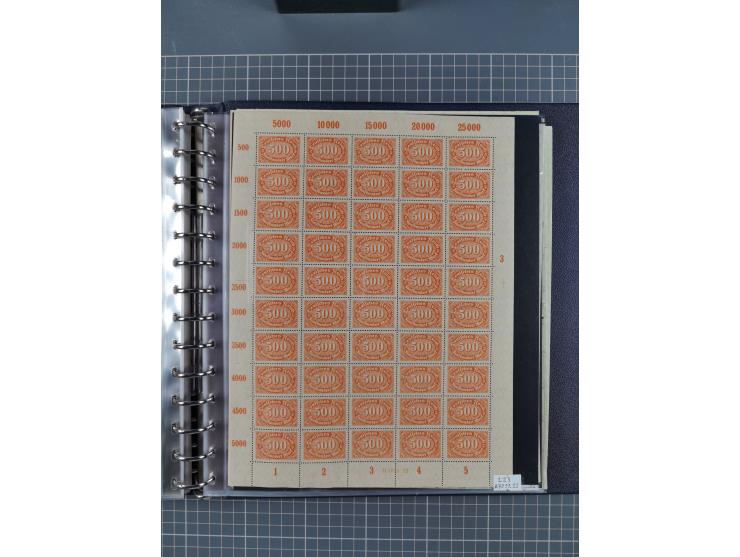 1919/23, meist postfrische Sammlung mit über 200 Bögen, bis auf wenige aufgetrennte Exemplare in kpl. Bogen, dabei auch etwas