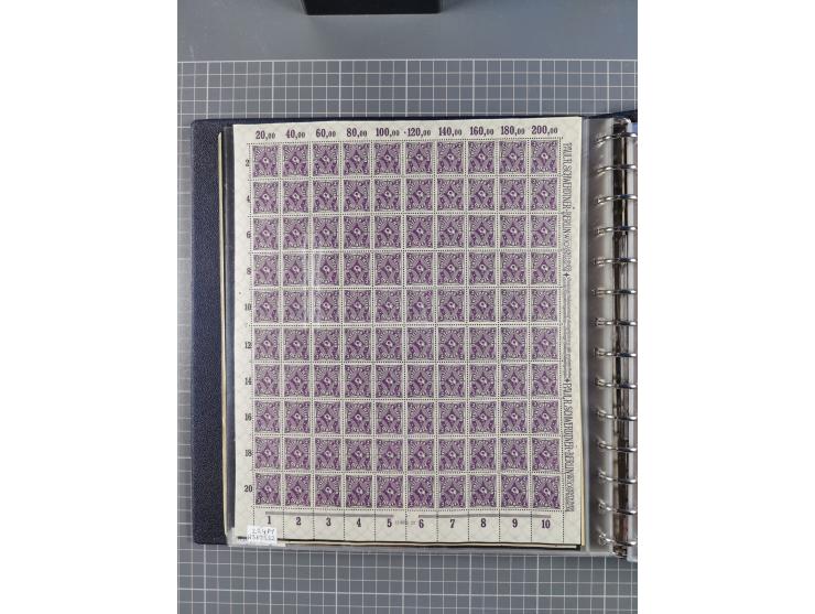 1919/23, meist postfrische Sammlung mit über 200 Bögen, bis auf wenige aufgetrennte Exemplare in kpl. Bogen, dabei auch etwas