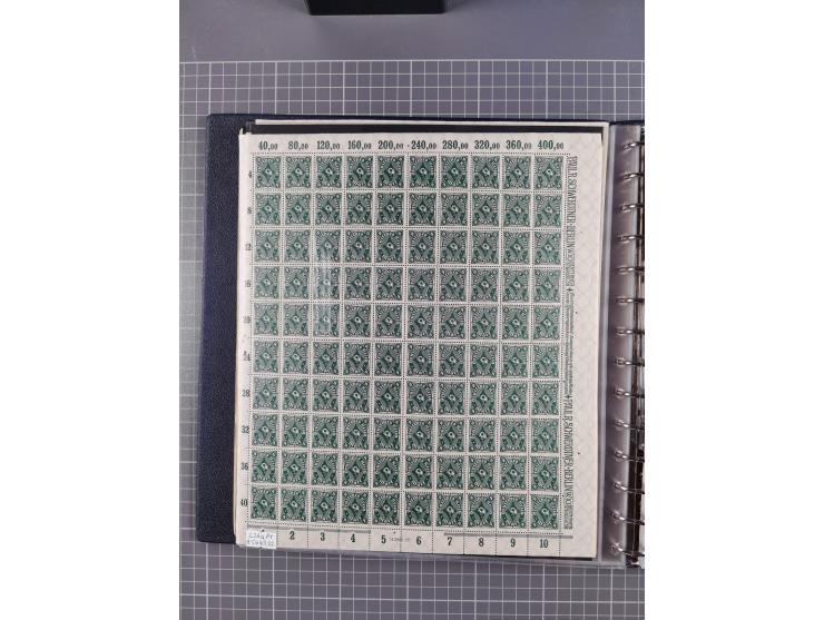 1919/23, meist postfrische Sammlung mit über 200 Bögen, bis auf wenige aufgetrennte Exemplare in kpl. Bogen, dabei auch etwas