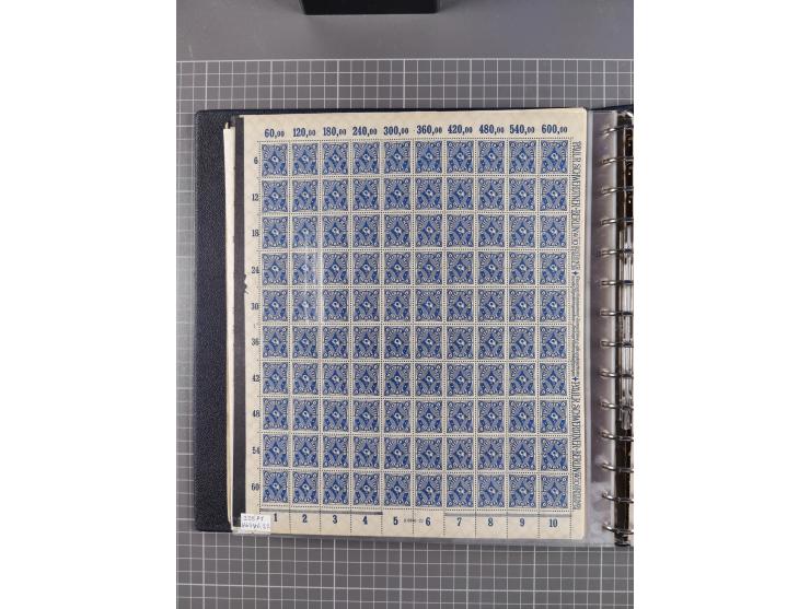 1919/23, meist postfrische Sammlung mit über 200 Bögen, bis auf wenige aufgetrennte Exemplare in kpl. Bogen, dabei auch etwas