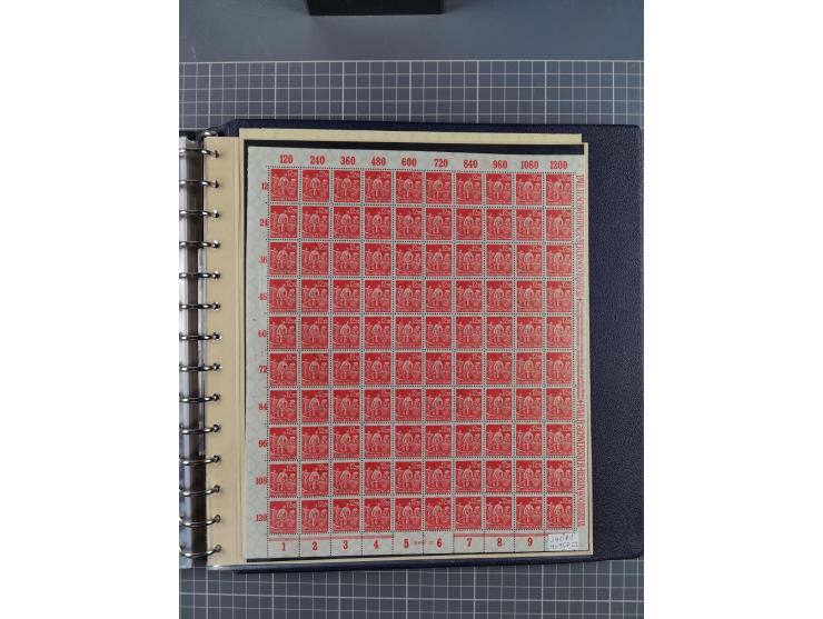 1919/23, meist postfrische Sammlung mit über 200 Bögen, bis auf wenige aufgetrennte Exemplare in kpl. Bogen, dabei auch etwas