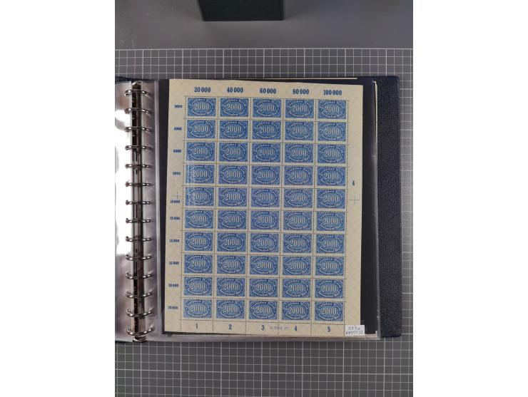 1919/23, meist postfrische Sammlung mit über 200 Bögen, bis auf wenige aufgetrennte Exemplare in kpl. Bogen, dabei auch etwas
