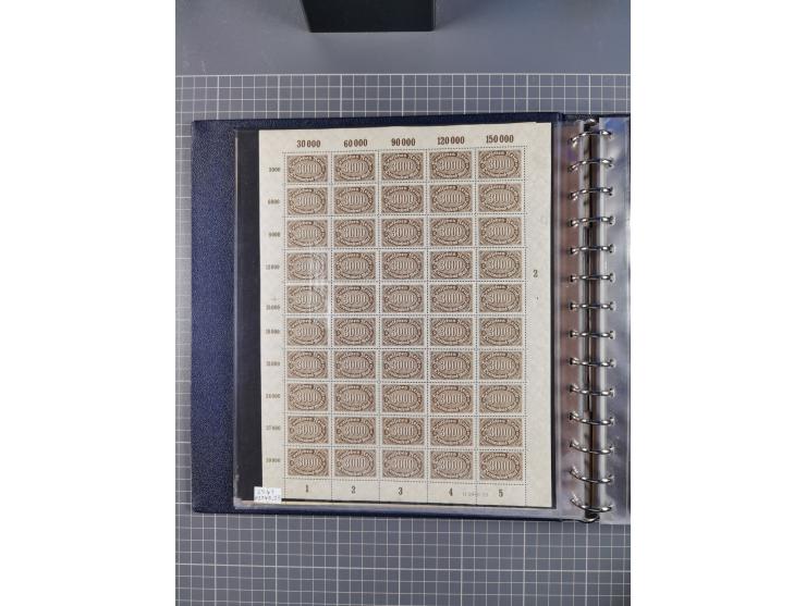 1919/23, meist postfrische Sammlung mit über 200 Bögen, bis auf wenige aufgetrennte Exemplare in kpl. Bogen, dabei auch etwas
