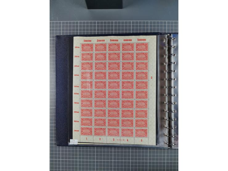 1919/23, meist postfrische Sammlung mit über 200 Bögen, bis auf wenige aufgetrennte Exemplare in kpl. Bogen, dabei auch etwas