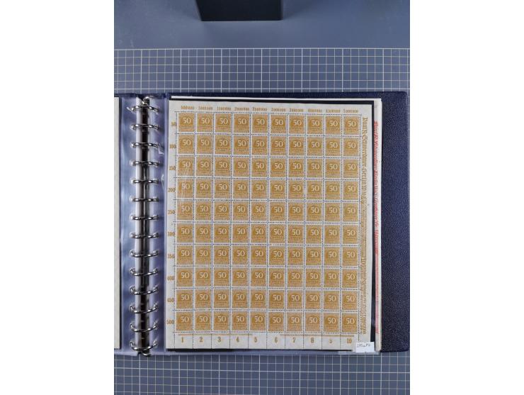 1919/23, meist postfrische Sammlung mit über 200 Bögen, bis auf wenige aufgetrennte Exemplare in kpl. Bogen, dabei auch etwas