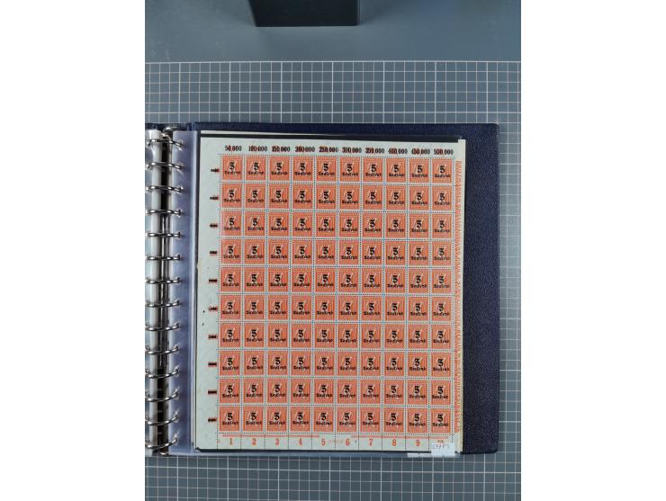 1919/23, meist postfrische Sammlung mit über 200 Bögen, bis auf wenige aufgetrennte Exemplare in kpl. Bogen, dabei auch etwas