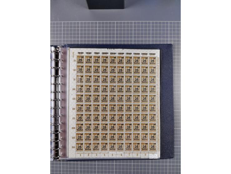 1919/23, meist postfrische Sammlung mit über 200 Bögen, bis auf wenige aufgetrennte Exemplare in kpl. Bogen, dabei auch etwas