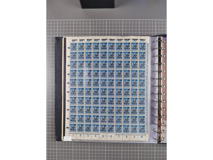 1919/23, meist postfrische Sammlung mit über 200 Bögen, bis auf wenige aufgetrennte Exemplare in kpl. Bogen, dabei auch etwas